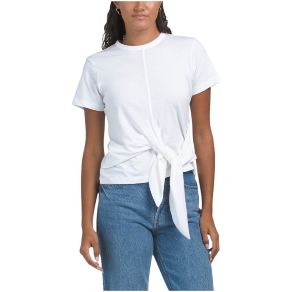 DEREK LAM Sono Cotton Jersey Tie Front Tee